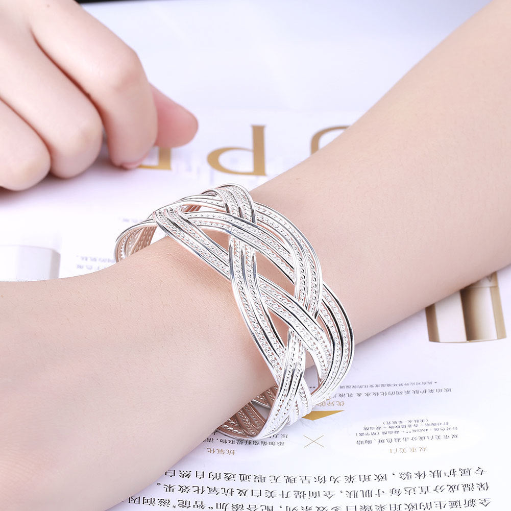 Eternally Yours Copper Silver Bangle Bracelet – Elegant Adjustable Design