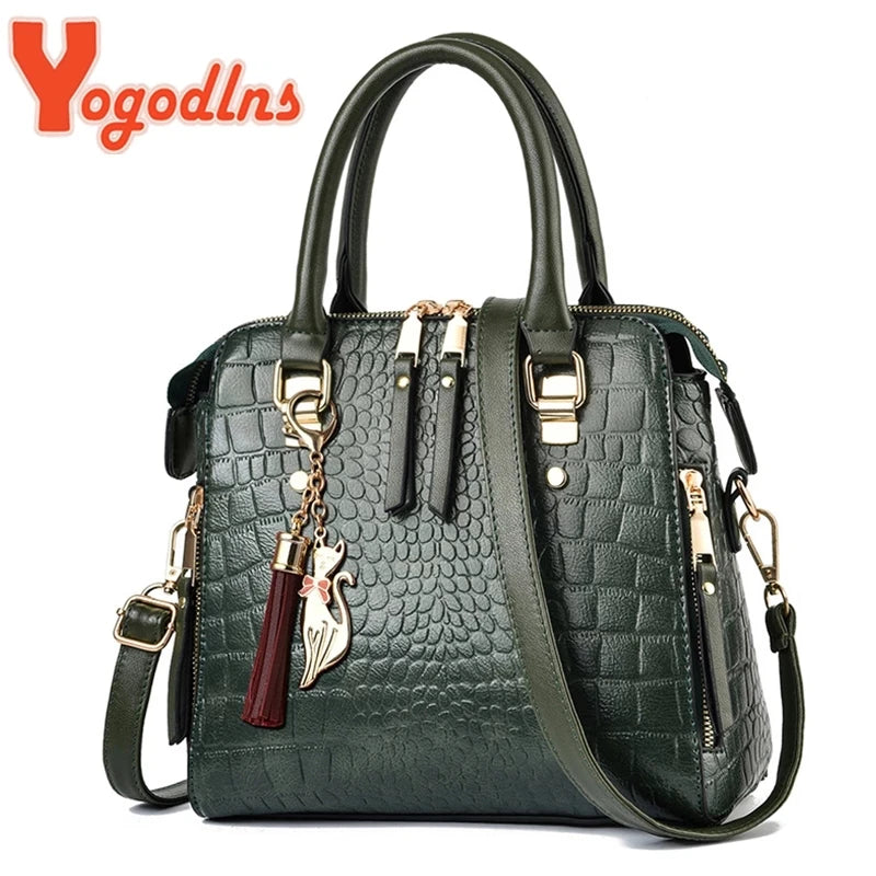 Vannity Luxury PU Leather Crocodile Pattern Shoulder/Handbag by Yogodlns