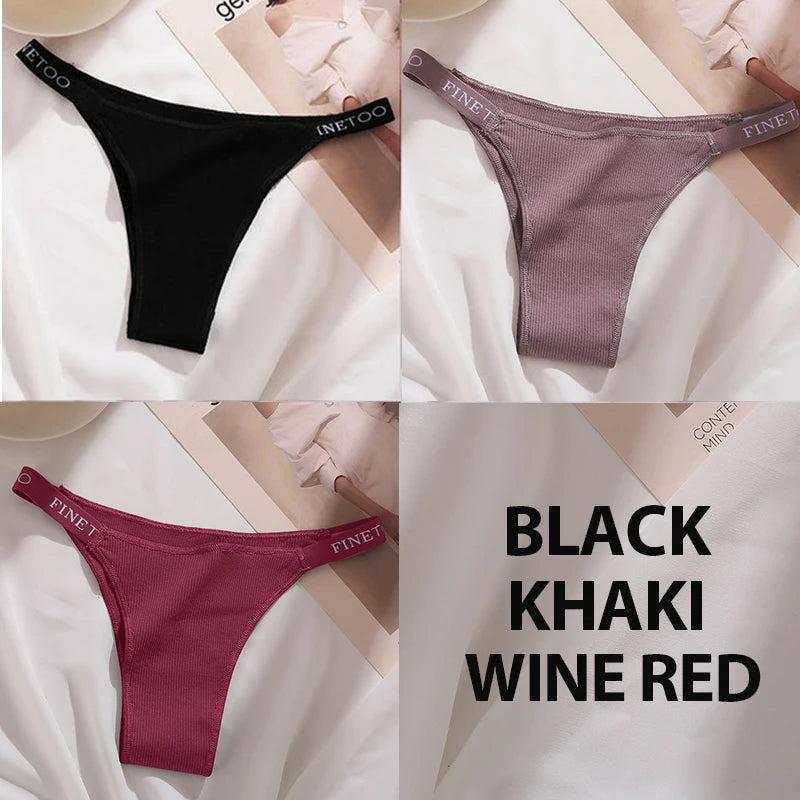 3PCS Women’s Cotton Bikini Panties – Low-Rise Solid Color Underwear Set