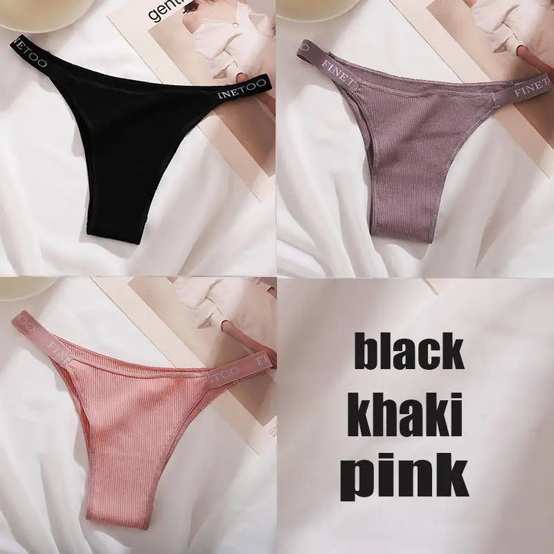 3PCS Women’s Cotton Bikini Panties – Low-Rise Solid Color Underwear Set