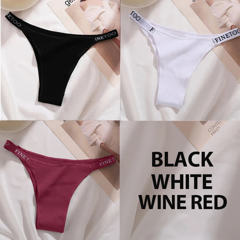 3PCS Women’s Cotton Bikini Panties – Low-Rise Solid Color Underwear Set