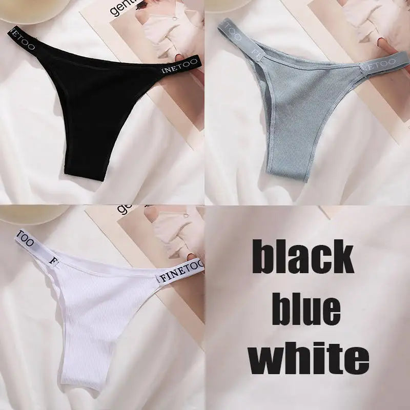 3PCS Women’s Cotton Bikini Panties – Low-Rise Solid Color Underwear Set