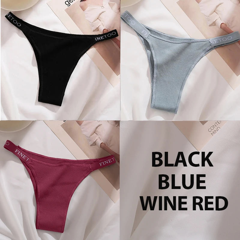 3PCS Women’s Cotton Bikini Panties – Low-Rise Solid Color Underwear Set