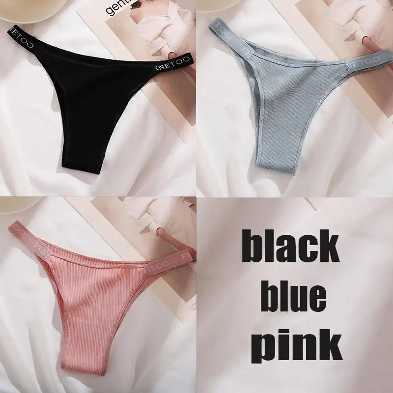 3PCS Women’s Cotton Bikini Panties – Low-Rise Solid Color Underwear Set