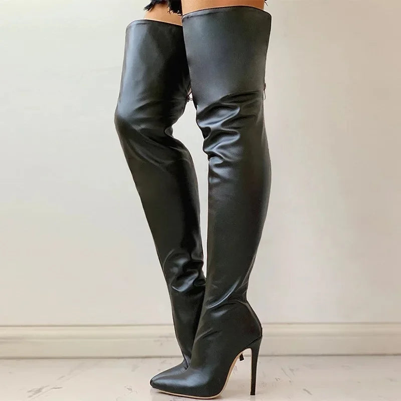 Glamorous Steps Fashion Personality Over-The-Knee Thin Heeled Winter Boots