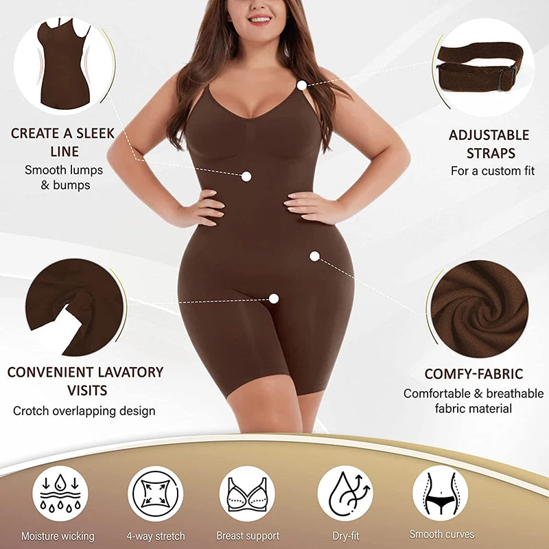 Pure Vannity Wire-Free Spandex Bodysuit Shapewear – Medium Control Knit Design