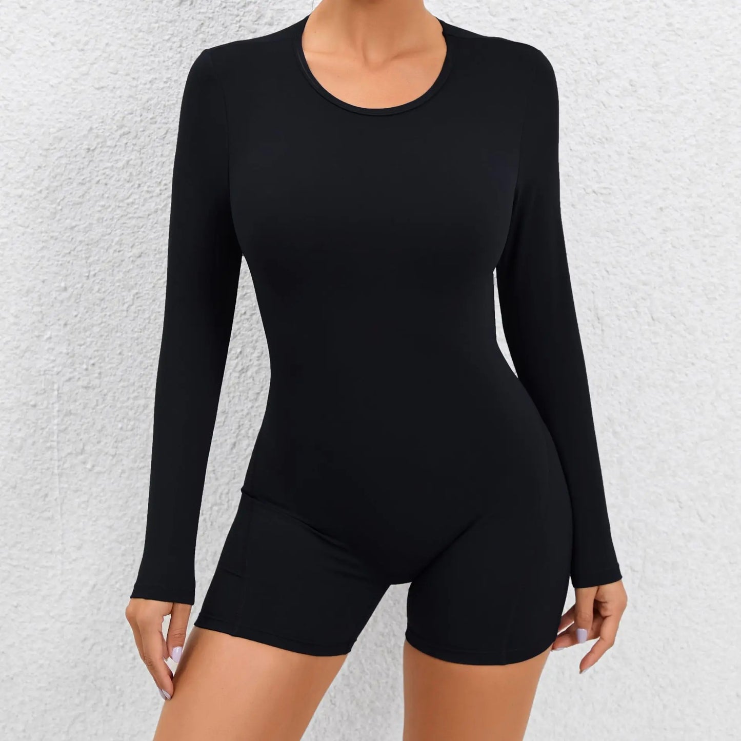 Vannity Women Long Sleeve Backless One-piece Bodysuit---- Quick-Dry