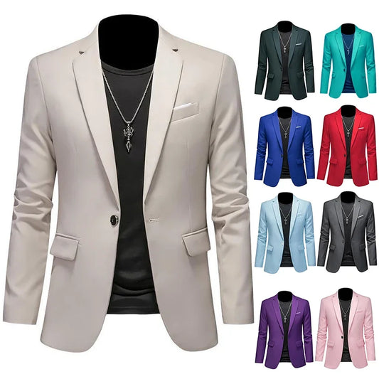 Boutique Fashion Solid Color High-End Men’s Blazer