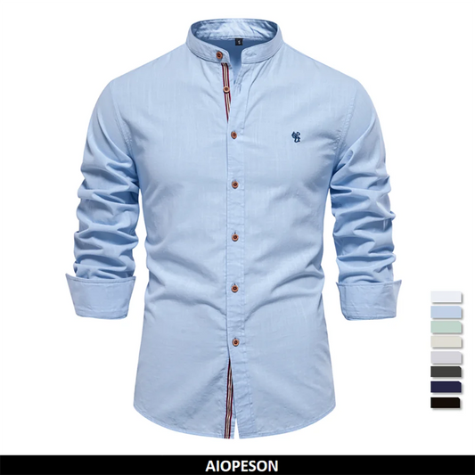 100% Cotton Men's Solid Color Long Sleeve High Quality Shirt