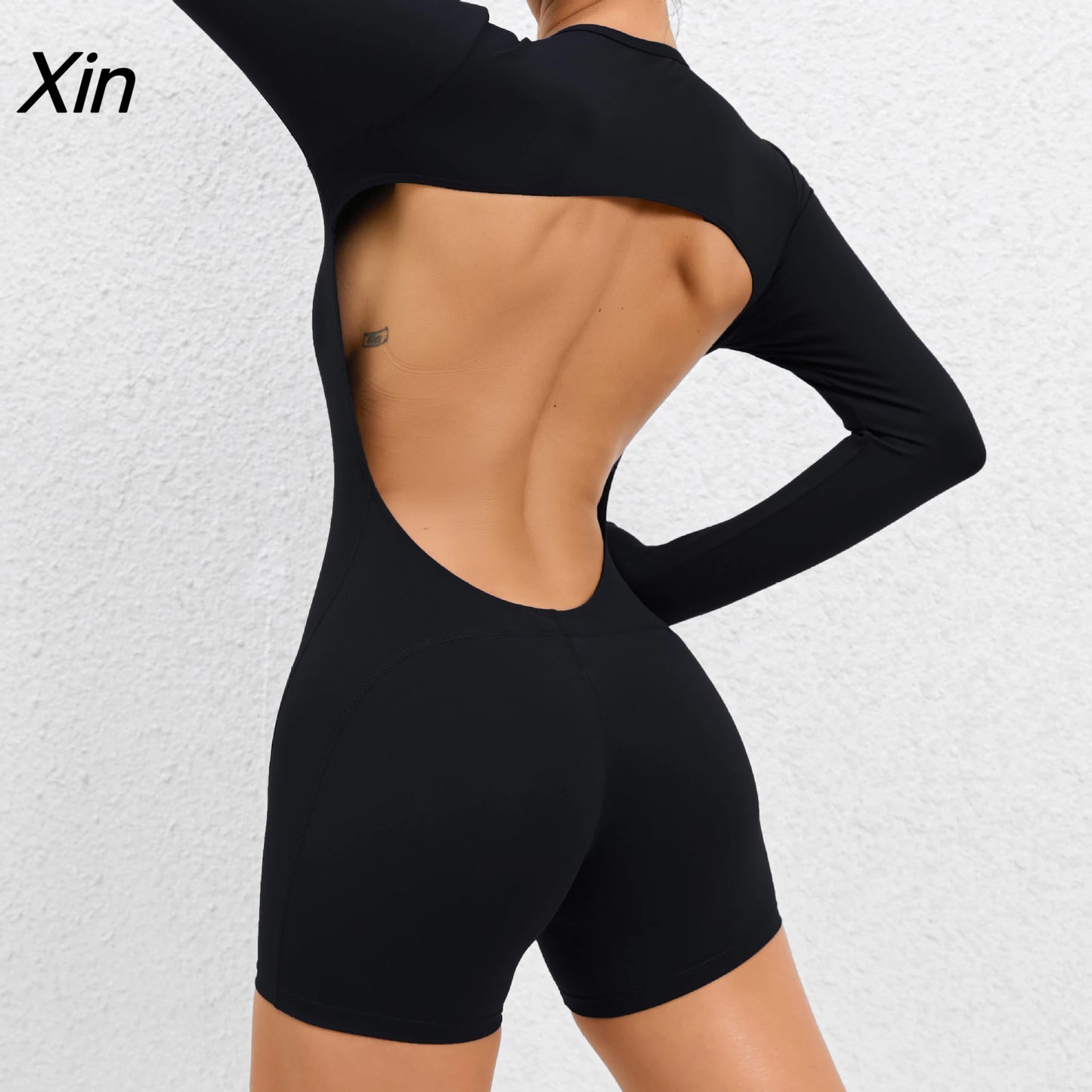 Vannity Women Long Sleeve Backless One-piece Bodysuit---- Quick-Dry