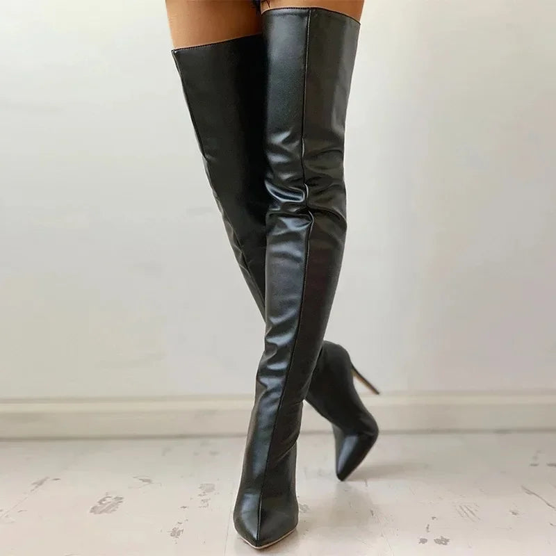 Glamorous Steps Fashion Personality Over-The-Knee Thin Heeled Winter Boots